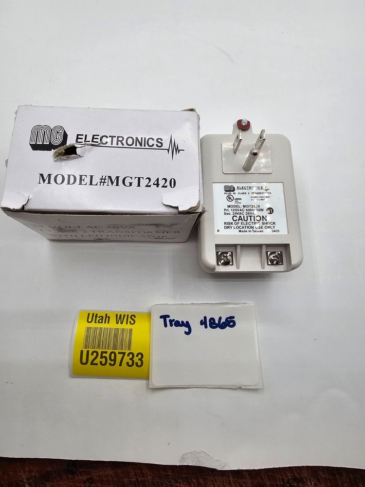 MG MGT2420 Plug-in Transformer, 24VAC, Class 2