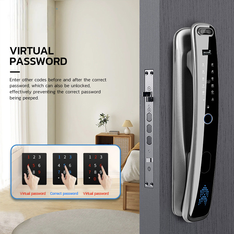 Smart Door Lock 3D Face Recognition Camera FingerPrint Password Security Lock