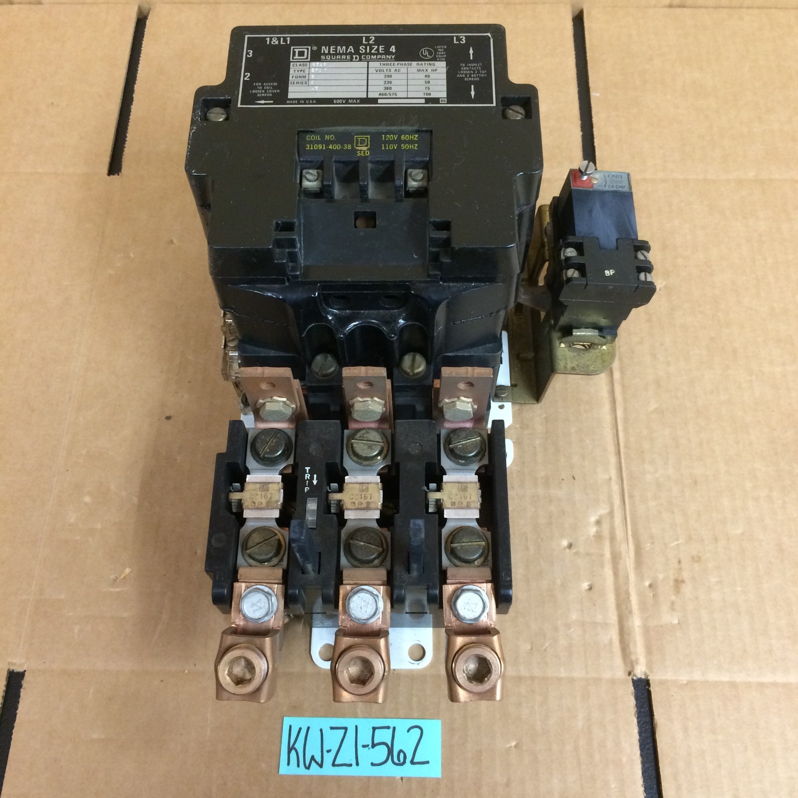 NICE TAKEOUT Square D 8536SF01S Nema Size 4 Motor Starter SER A SUPERB CONDITION