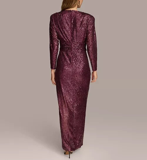 Donna Karan New York Donna Karan Sequin Long-Sleeve Gown MSRP $299