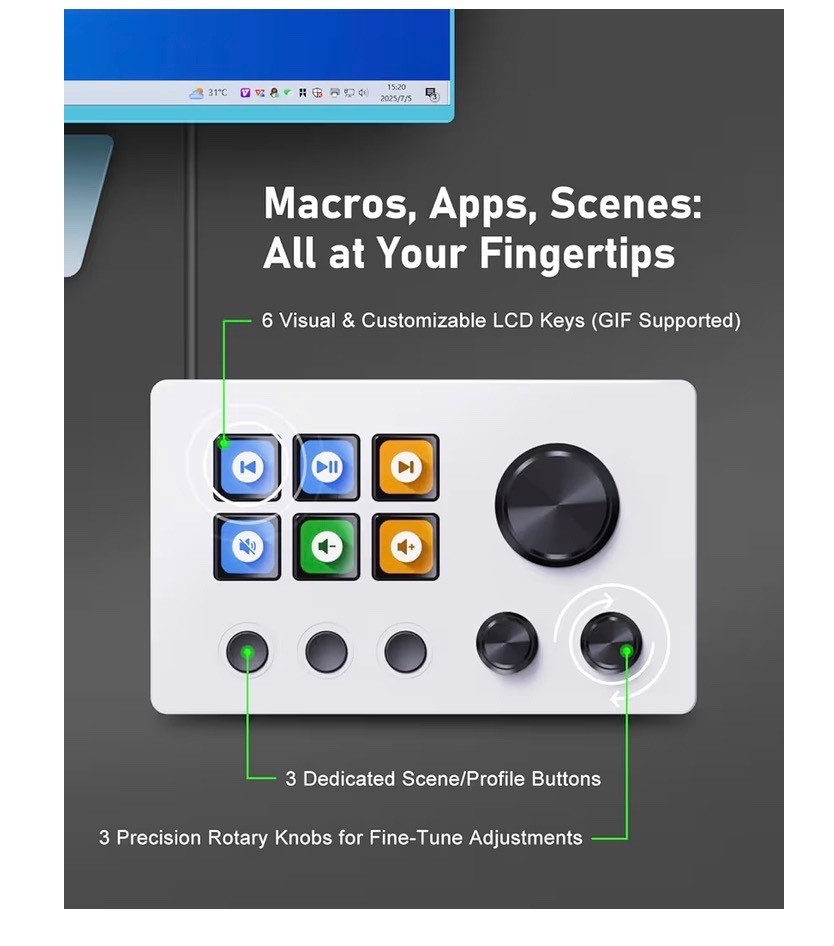 Stream Controller Deck Stream Dock with 12 Customizable Macro Keys to Trigger