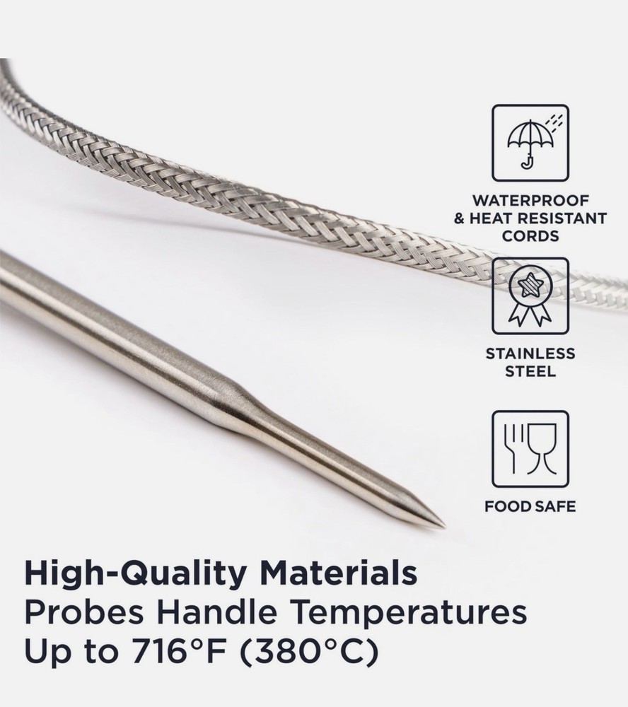 DEISS Wireless Meat Thermometer Dual Probe Bluetooth BBQ Grill Oven TimerApp New