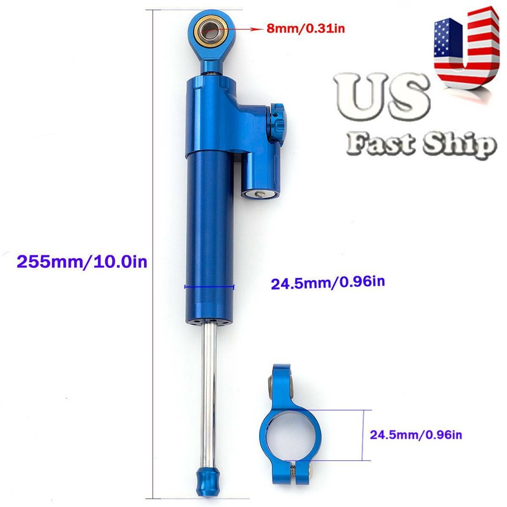 Motorcycle Steering Damper Linear Stabilizer Universal Safety Control Blue 1xpcs