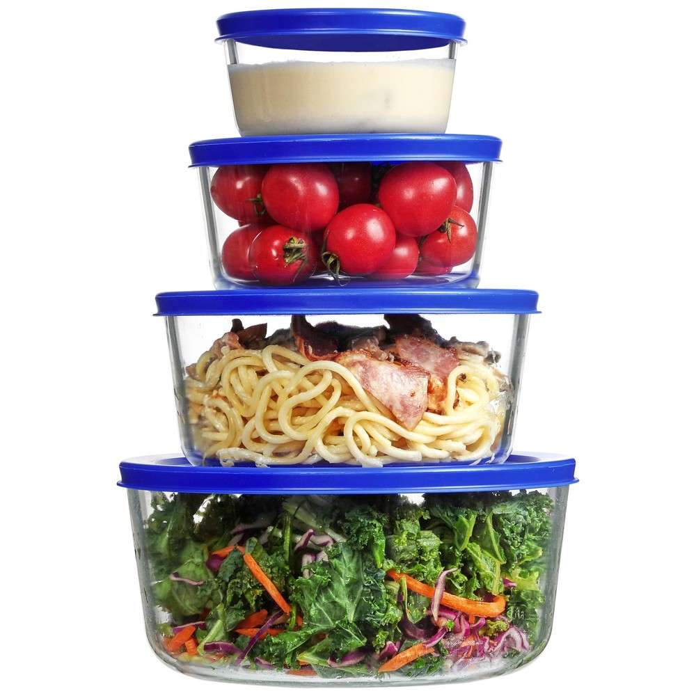 Glass Bowls with Lids set 4 Pack assorted Food Storage Containers