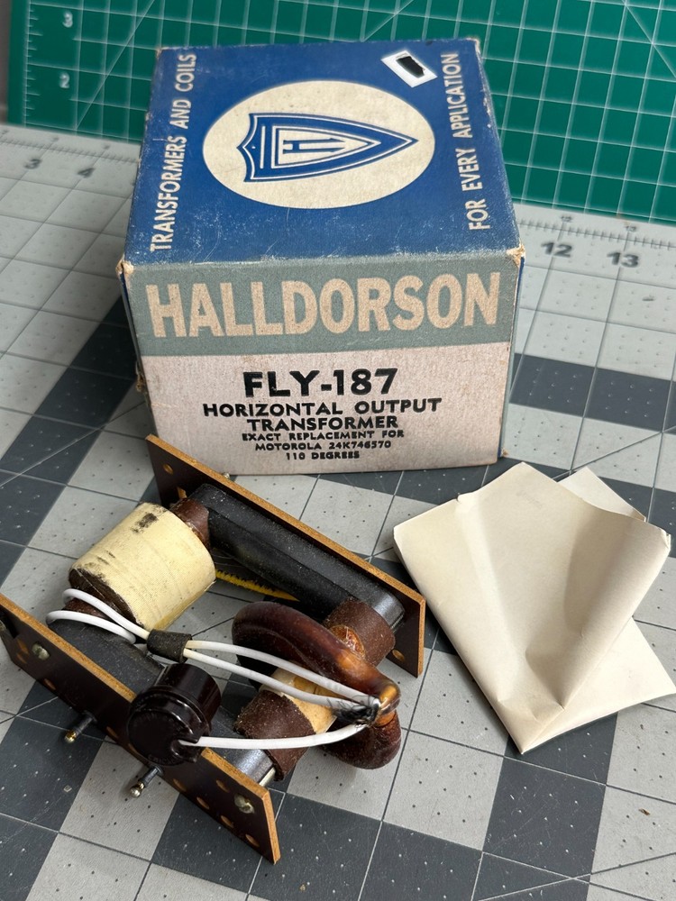 Vintage Halldorson FLY-187 Horizontal Output Transformer Motorola 110-degree