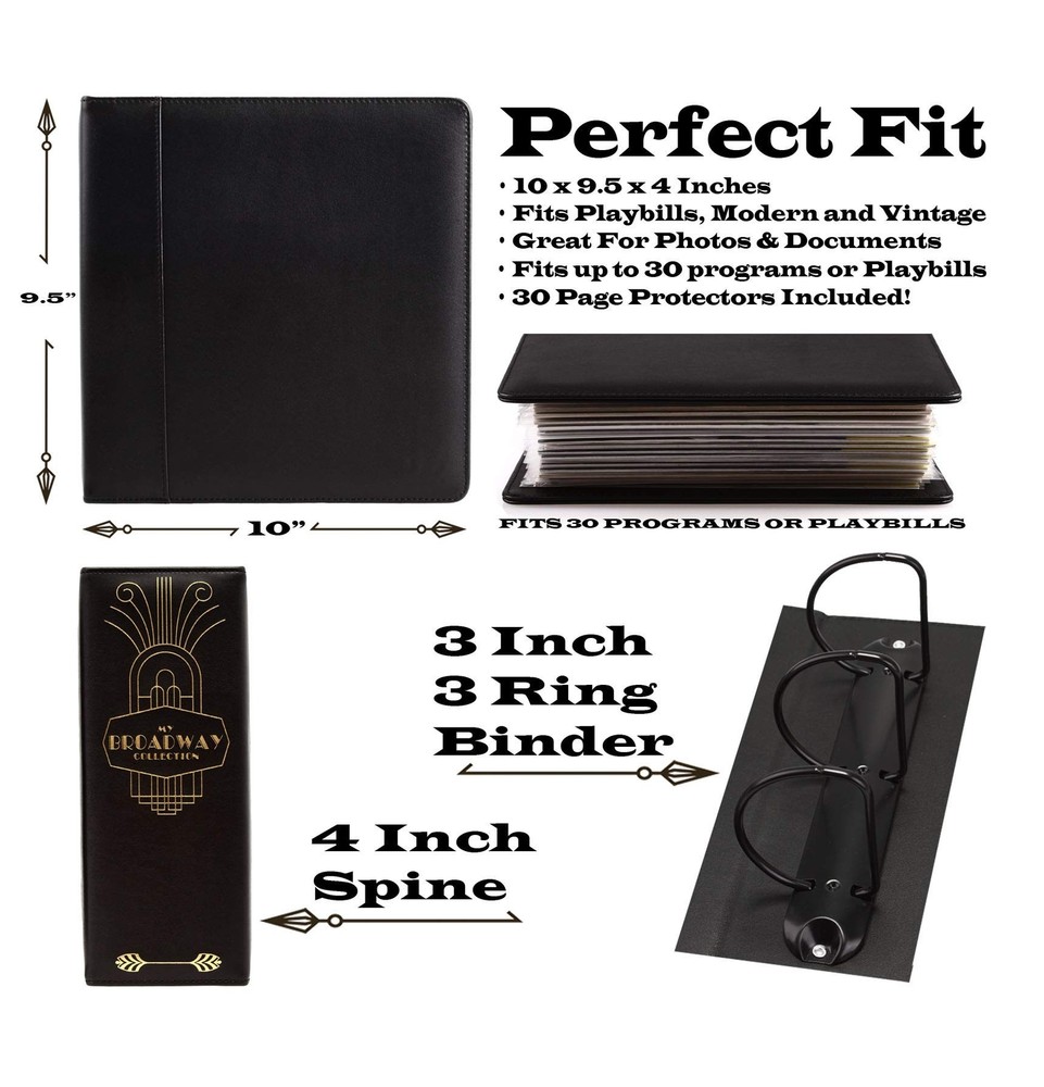 Binder for Holding Broadway Play Program and Theater Programs with 30 Custom ...