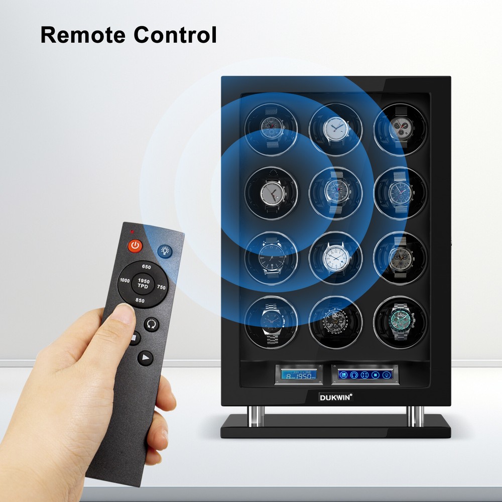 Automatic 12 Watch Winder LED LCD Touch Screen Display Storage Case Box Gift