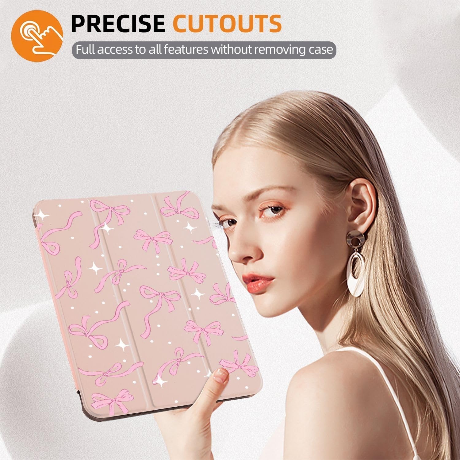 Cute Pink Bow Case for Ipad Pro 6Th/5Th/4Th Gen Girly Lovely Ribbon Cover for...