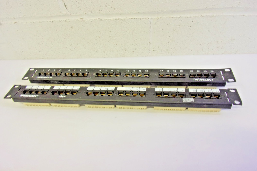 (2) 24 Port Data Patch Panel. Cat 5e RJ45 Rack Mount 1U