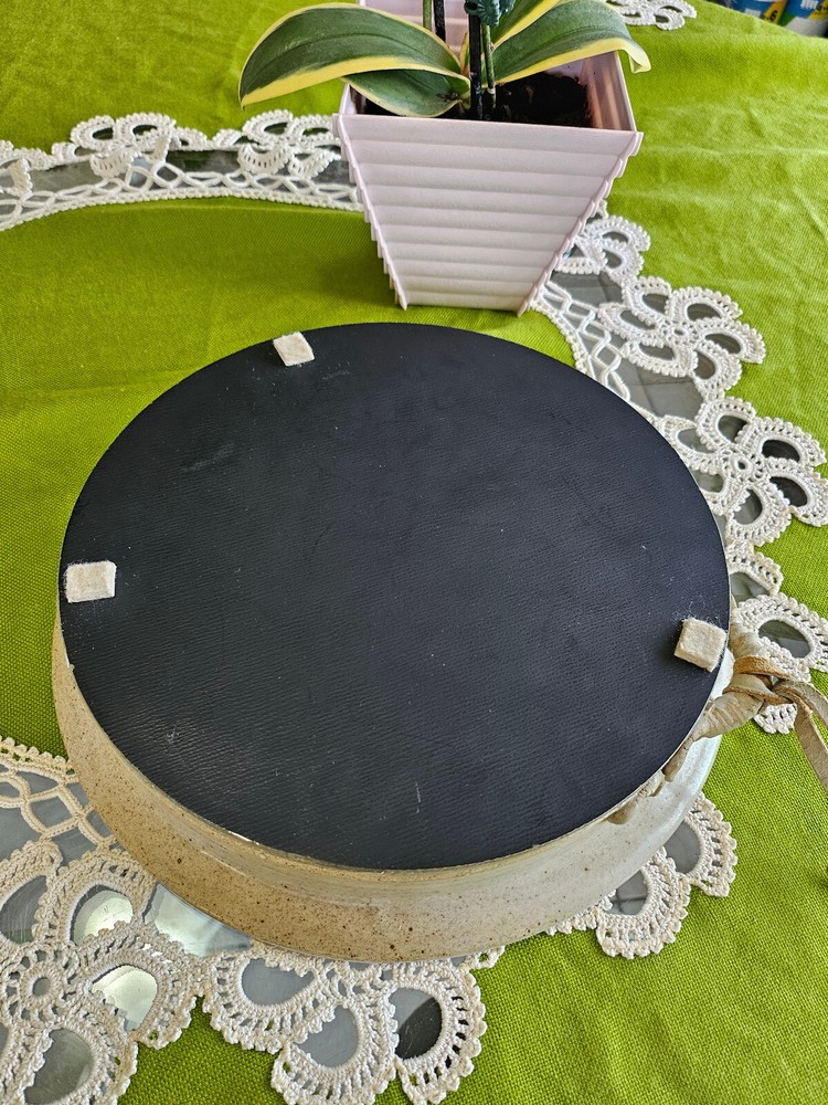 Round Pottery Boho Wall Mirror Tray Rare