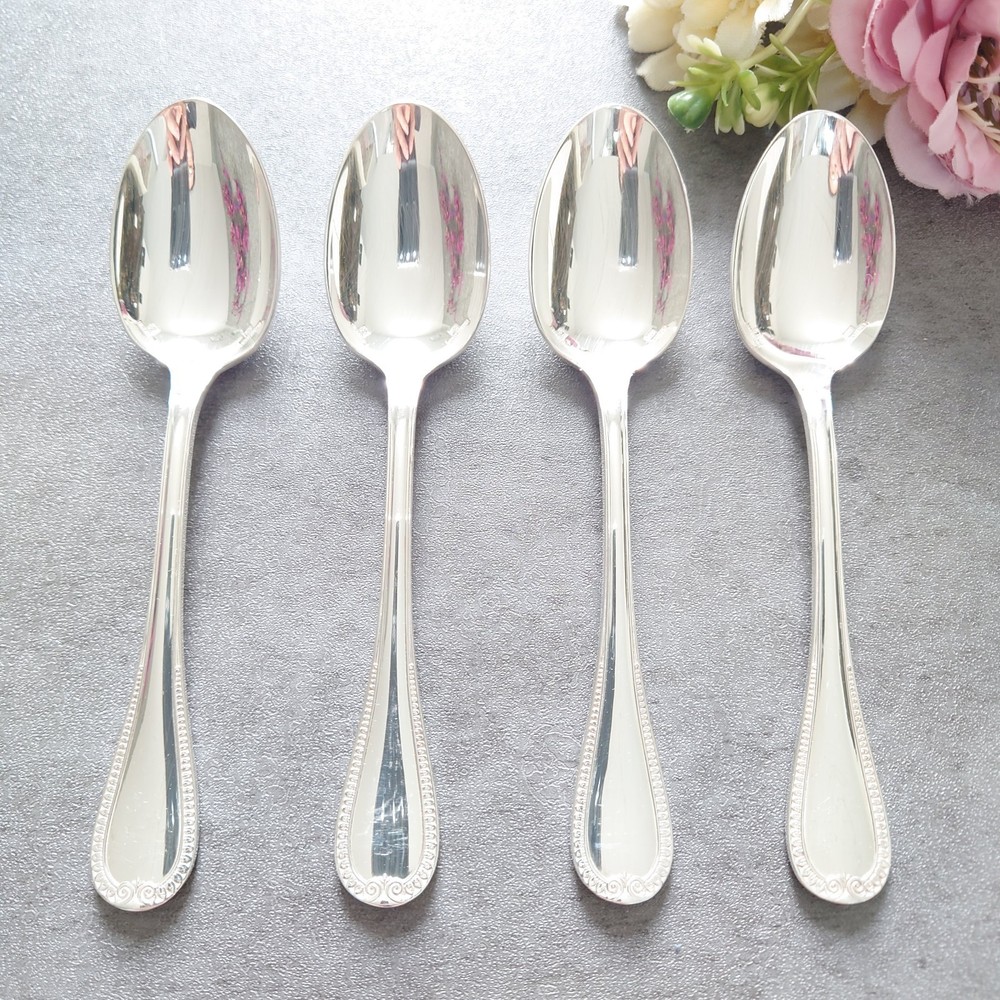 Christofle Malmaison 4pcs Silverplate Flatware Coffee Spoon Excellent