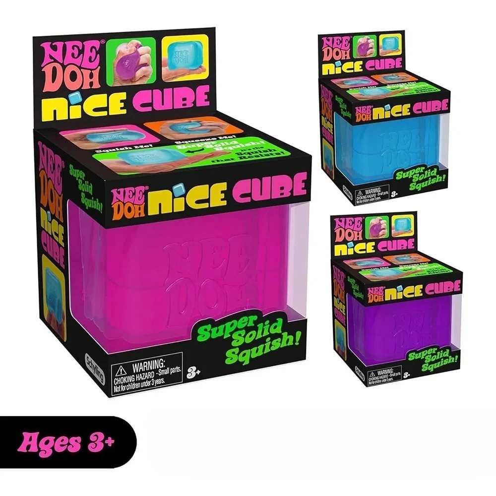 Nee Doh Nice Cube - Super Solid Squish! (Blue) - Brand New/Factory Sealed!