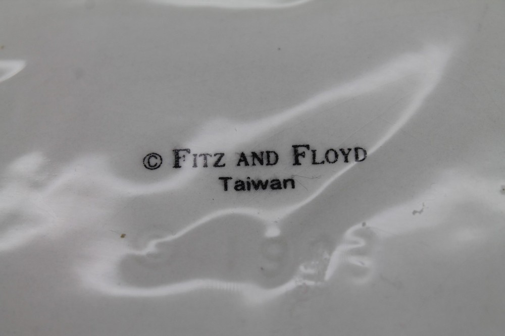 Fitz & Floyd 1993 Bunny Platter Easter Rabbit Floral Ceramic Canape Plate