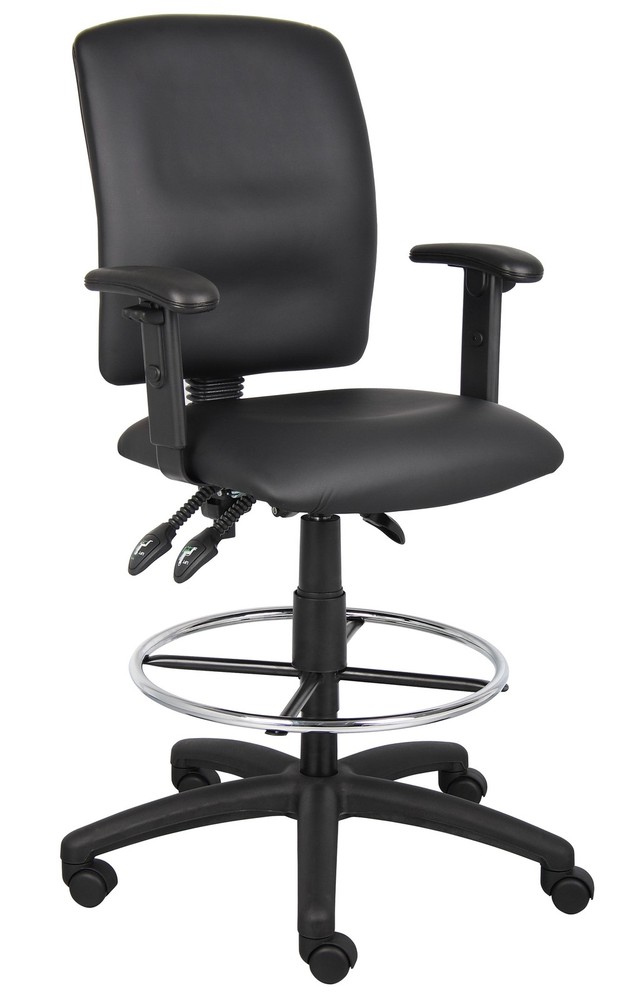 Boss Multi-Function LeatherPlus Drafting Stool W/ Adjustable Arms MODEL # B1646