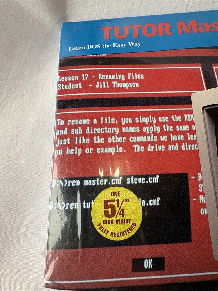 Tutor Master By Steve Green 3 1/2” Pc Program Dos Personal Companion Software