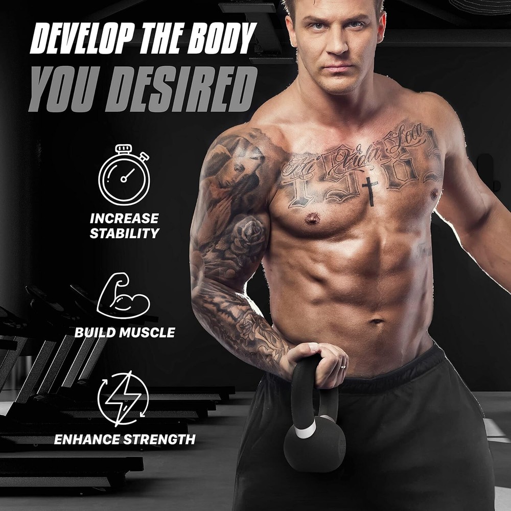Versatile 4kg Powder Coated Cast Iron Kettlebell - Strength Training Essential