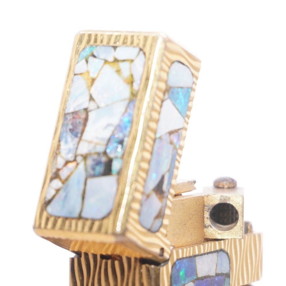 Dunhill Lighter Gold Wav Opal Pattern _Ultrasonically Cleaned_Working