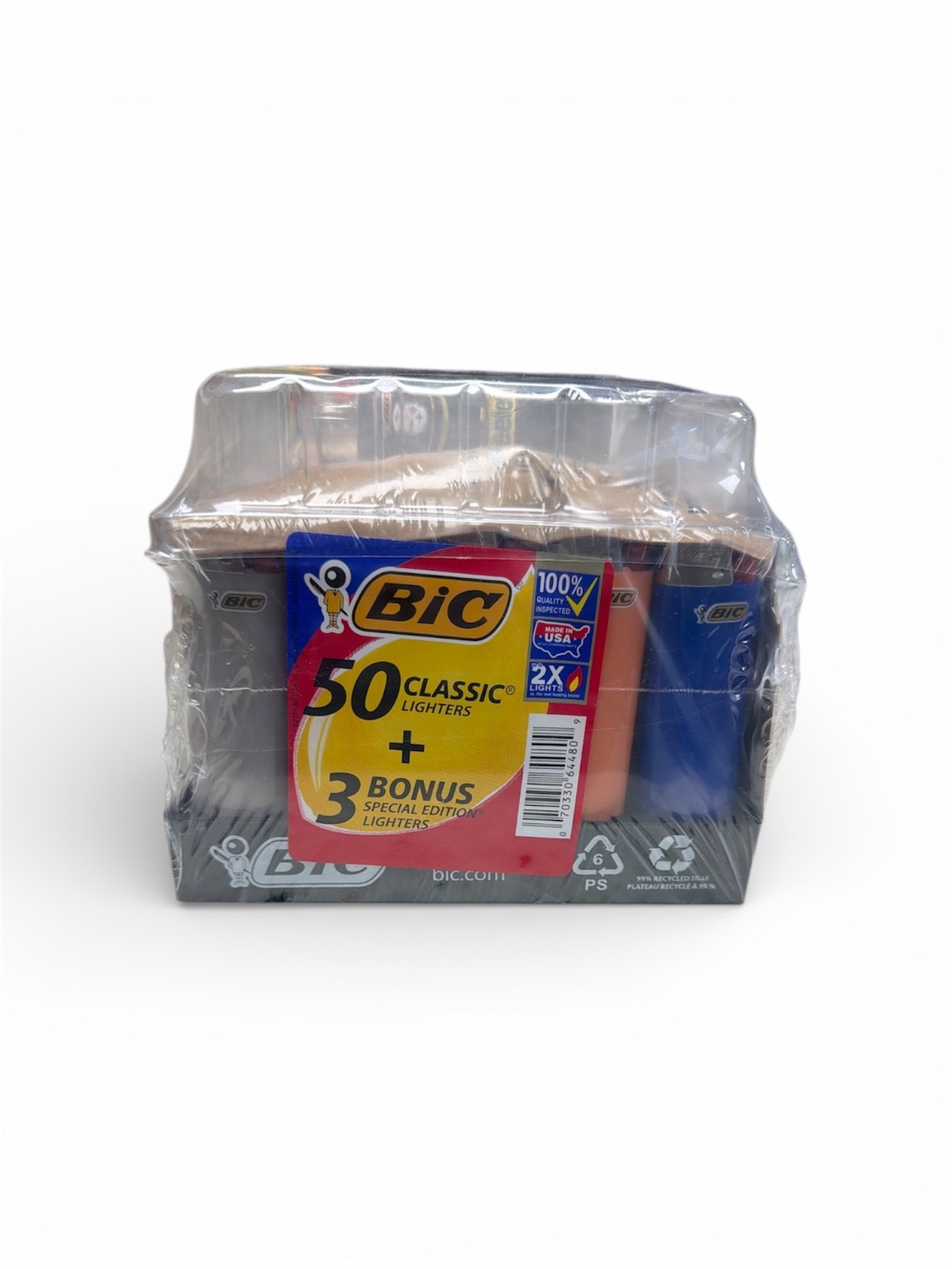 BIC Classic Maxi Lighters, Assorted Colors, 50+3 Count black Tray Lighters