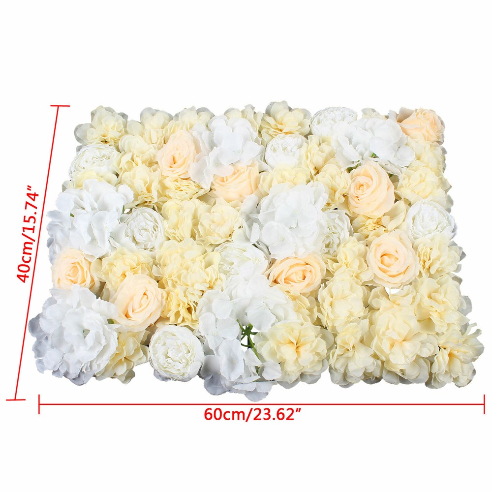 12Pcs Artificial Flower Wall Panel Rose Hydrangea Wedding Party Venue Decor