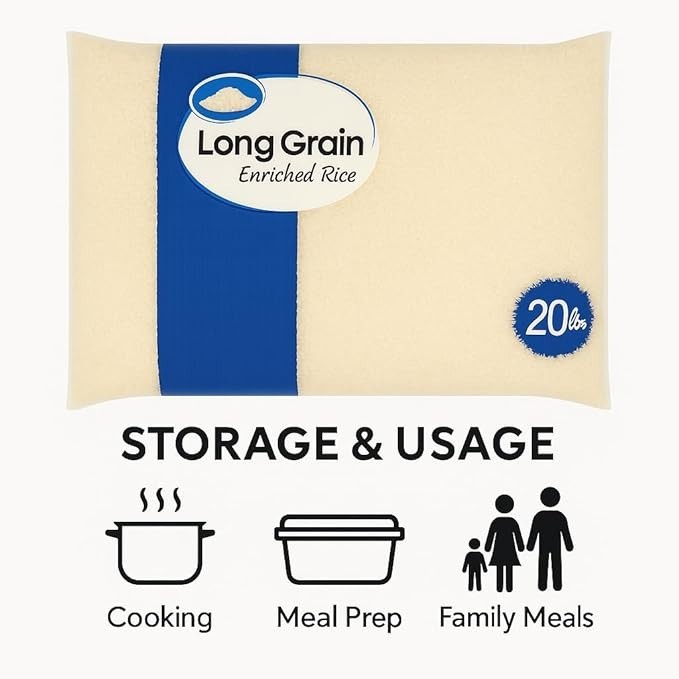 Great Value Long Grain Enriched Rice, 20 lb