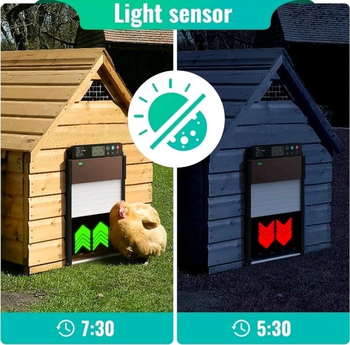 Automatic Chicken Coop Door Solar Powered with Timer/Light Sensor Setting