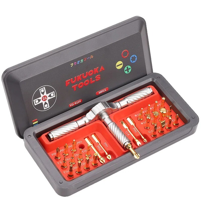 FO-9229 Ratchet Screwdriver Combination Phillips U-Hex Hand Tool Right AngleType