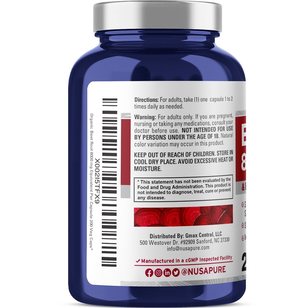 NusaPure Beet Root 8,000mg per caps (Non-GMO)