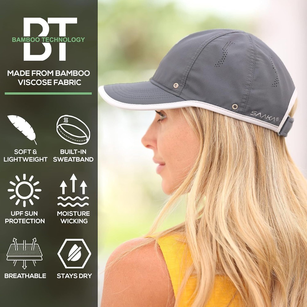 SAAKA Featherlight Sports Hat. Lightweight, Quick Drying. Medium, Graphite