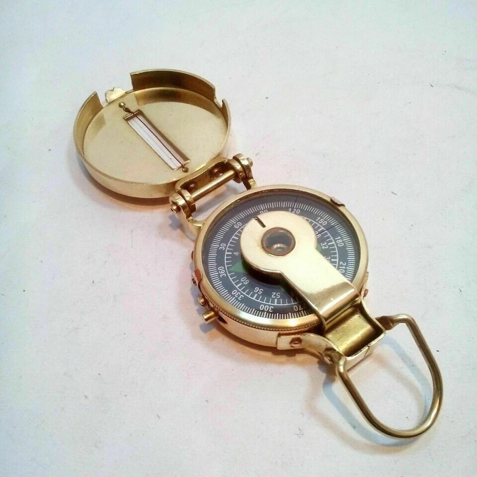 British Military Compass Solid Brass Nautical Lensatic Pocket Compass