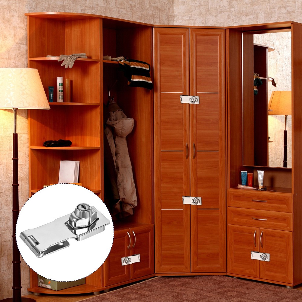 2Pcs 4Inch Keyed Hasp Locks Twist Knob Locking Keyed Different, Silver