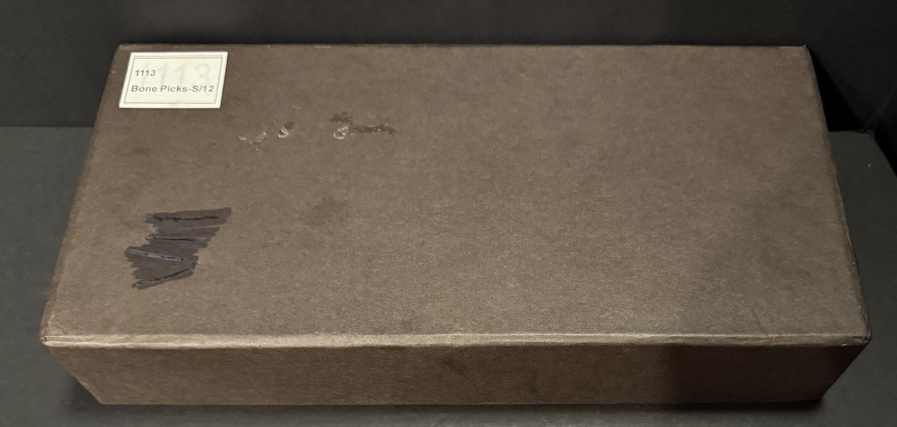 VTG ~ Coco Philips~ Cocktail Picks Silver-Tone Metal w/Bone Handles ~ Set of 12