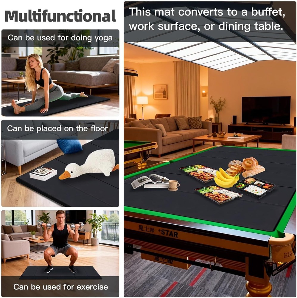 8ft Pool Table Insert - Convertible Foldable Top Transforms to Dining & Game Tab