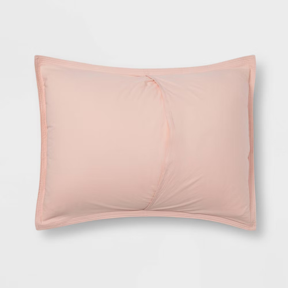 Full/Queen Solid Velvet Duvet & Sham Set Soft Blush - Threshold