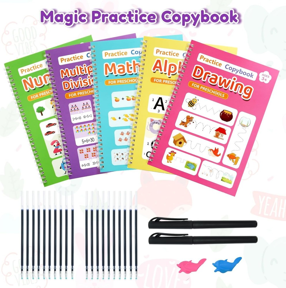Magic Grooved Writing Practice for Kid-Grooved 9.83* 6.96, Multicolor