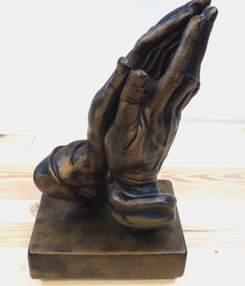 Atlantic Mold Co Praying Hands Ceramic Made by J L 1979 Bronze Colored