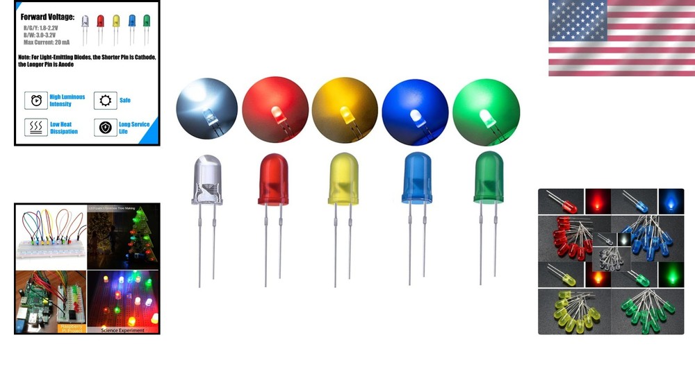Versatile 5mm LED Lights Kit - Ideal for DIY Projects and Electronic Experiments