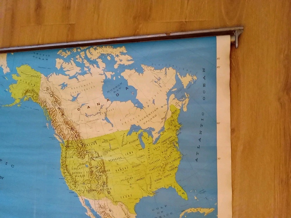 Vintage Pull Down School House Map
