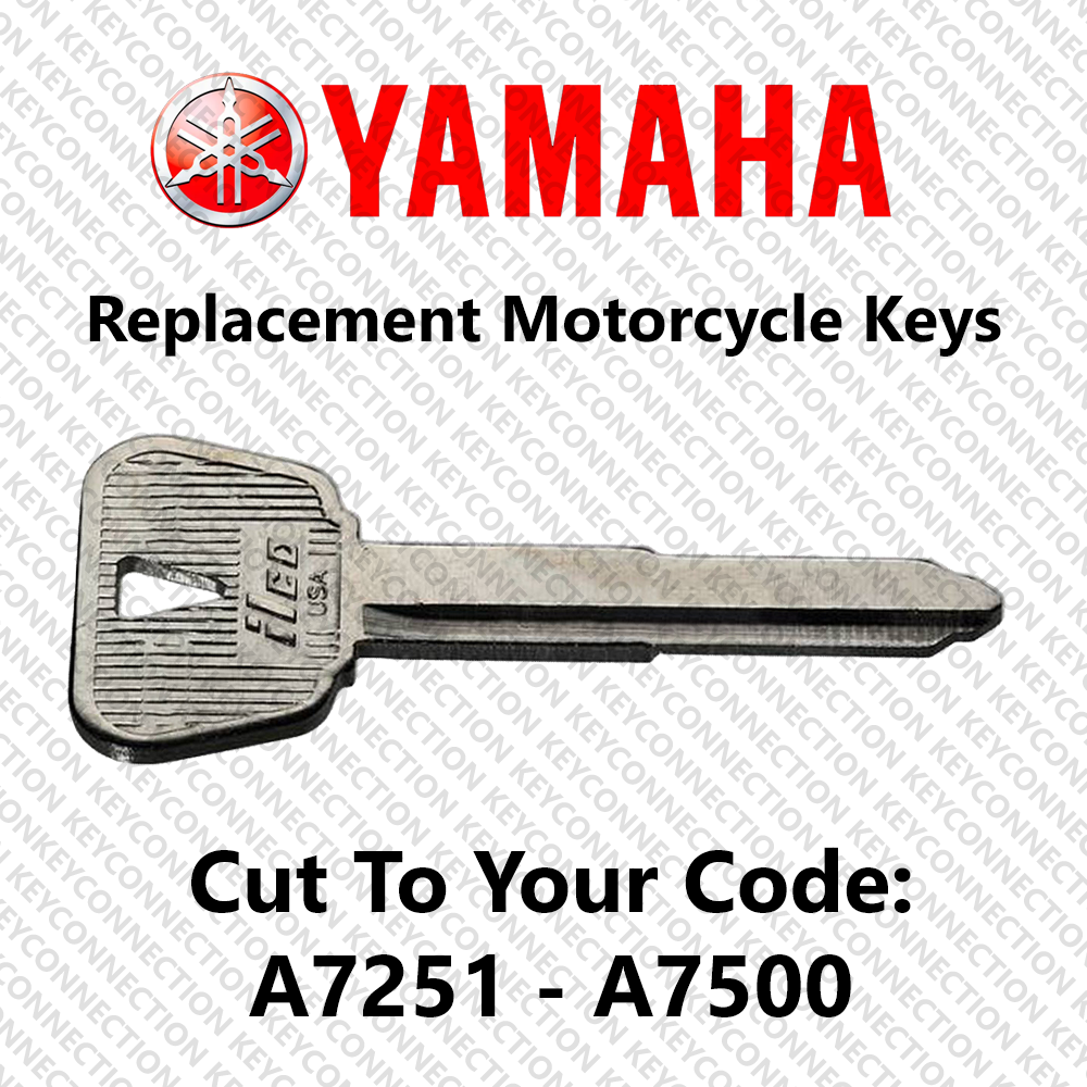 Yamaha Motorcycle keys Cut to Code replacement spare key for codes A7251-A7500