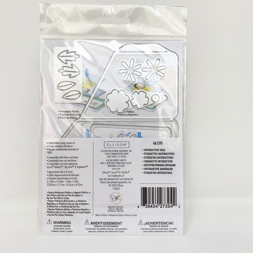 Sizzix Thinlits Interactive Tags Metal Cutting Dies by Olivia Rose 665395 New