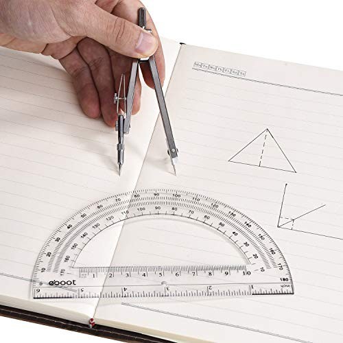 Geometry Math Set - Drawing Compass & 6 Inch Protractor for Students, Precision