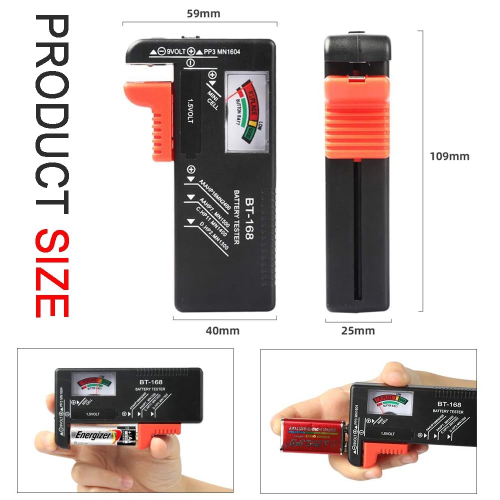2PCS Universal Battery Tester Checker AA AAA C D 9V Button Cell Household Meter