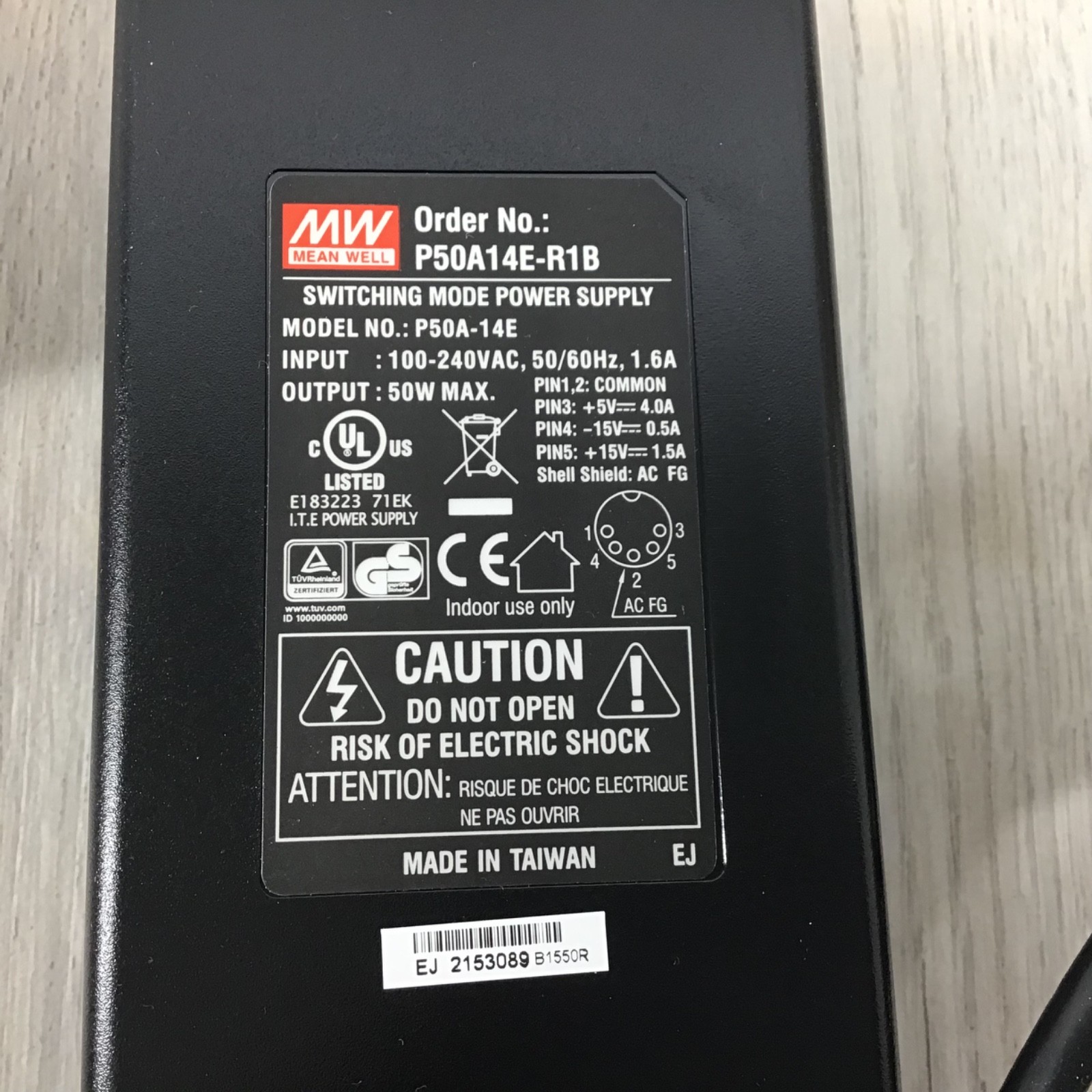 Mean Well P50A14E-R1B Switching Adapter 5 Pin 50W Max Output