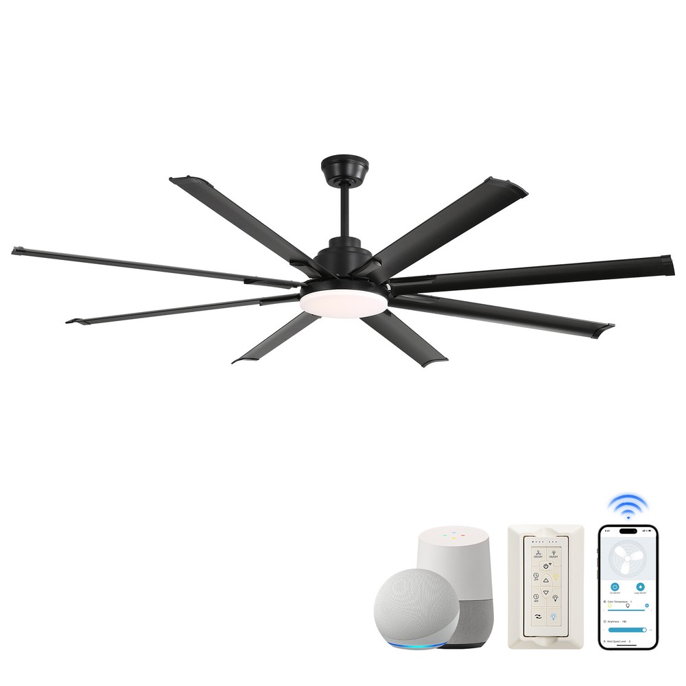 Sofucor 72'' Large Smart 8 Blades Ceiling Fan LED Light Remote Control Timer APP