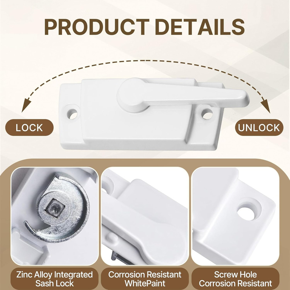4 Pcs Window Locks, Replacement Window Locks, Sliding Window Sash Locks, Durable