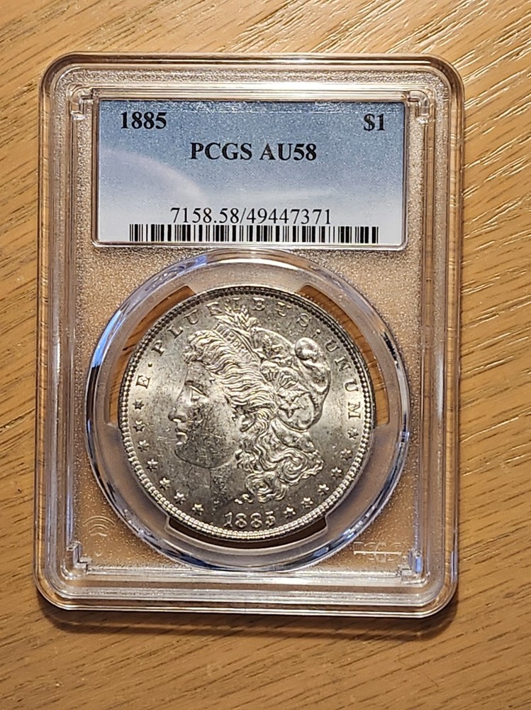 1885  PCGS AU58 MORGAN 90% SILVER