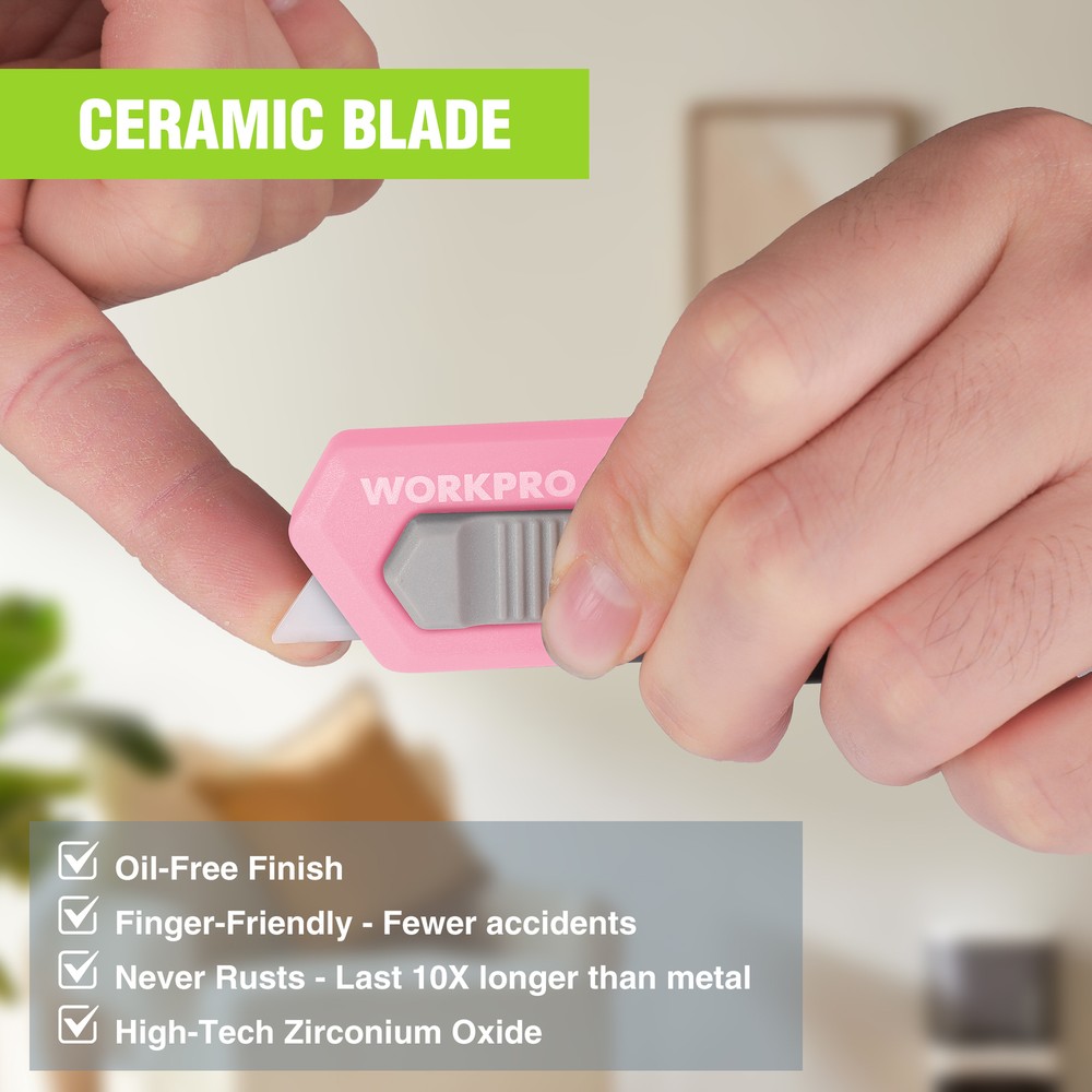 WORKPRO 3PIECES Safe Ceramic Box Cutter Small with Extra Blades Quick Change
