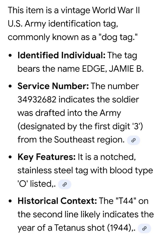 WW2 US Army Military Dog Tag USA 1944 Misprint Both P&C? Drafted