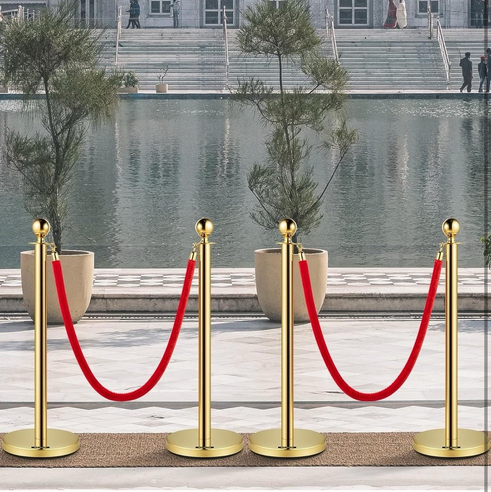 VEVOR Stanchion Posts Queue 38in Barriers - 4pc Gold