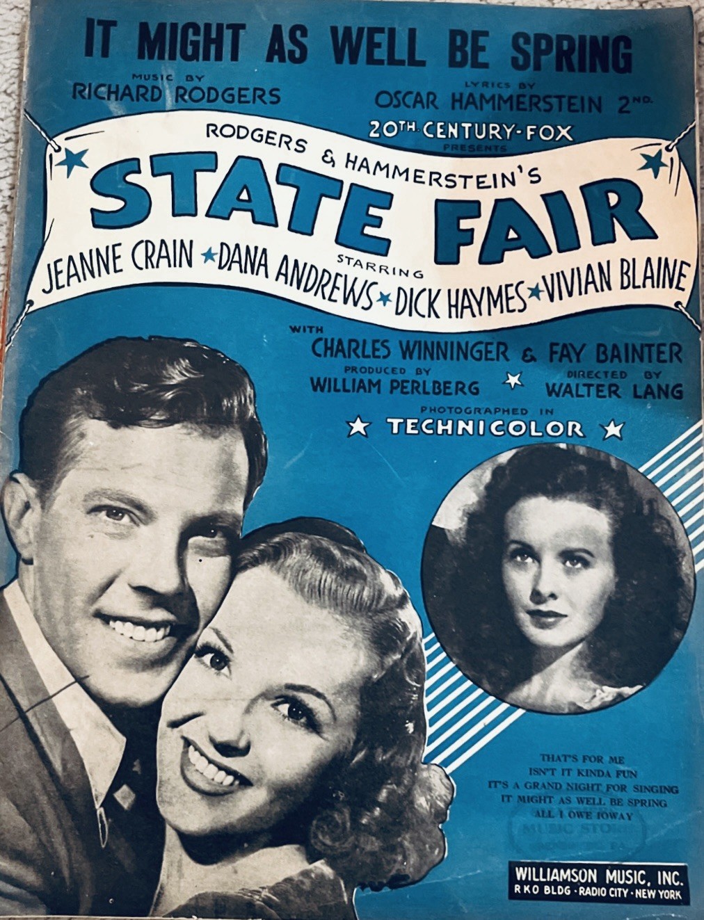 1945 It Might As Well Be Spring Sheet Music Rodgers & Hammerstein's State Fair