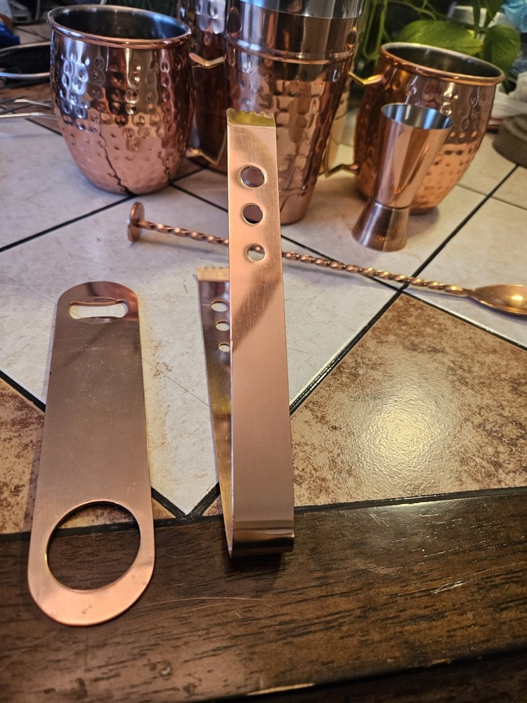 Hammered Copper Bar Tools Drink Mix Set